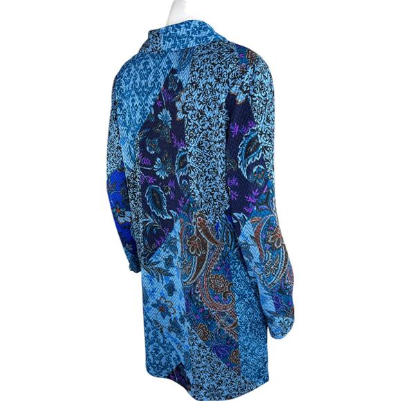 Susan Graver Petite Novelty Knit Jacket Shawl Collar Blue Teal MP NWOT Stretch - Picture 8 of 13